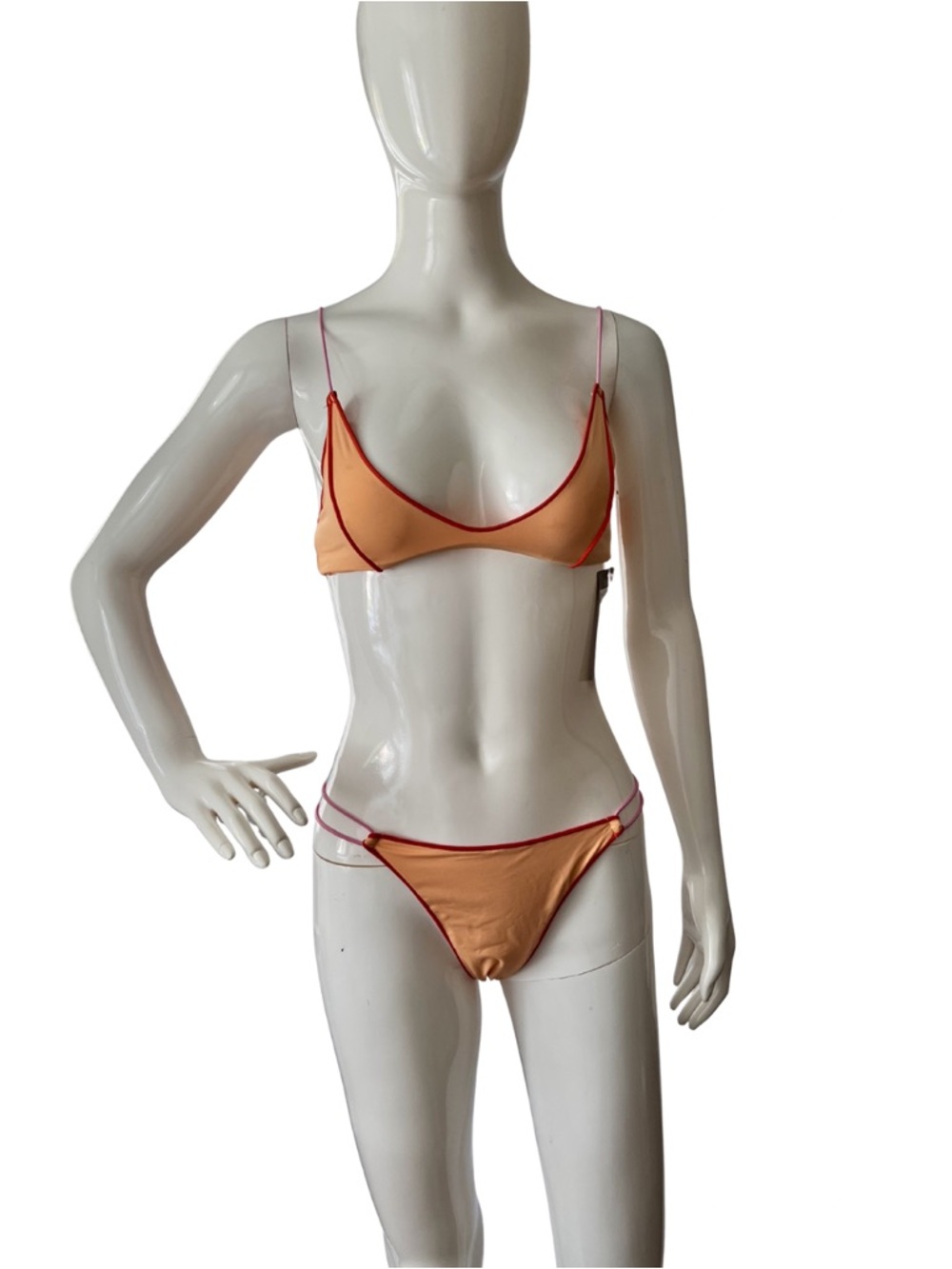 Urban Outfitters Peach Bikini Set with Red Trim_Size M